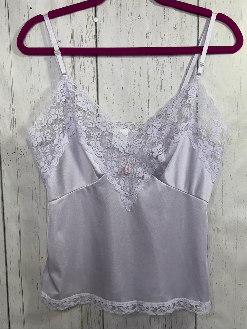 Vintage Y2K Fairycore Lavender Lace Satin Cami Coquette Babydoll Top Cottagecore